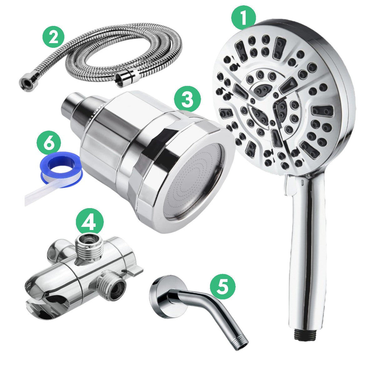 10-Mode EcoLux Chrome Wall & Handheld Filtered Shower Combo Kit