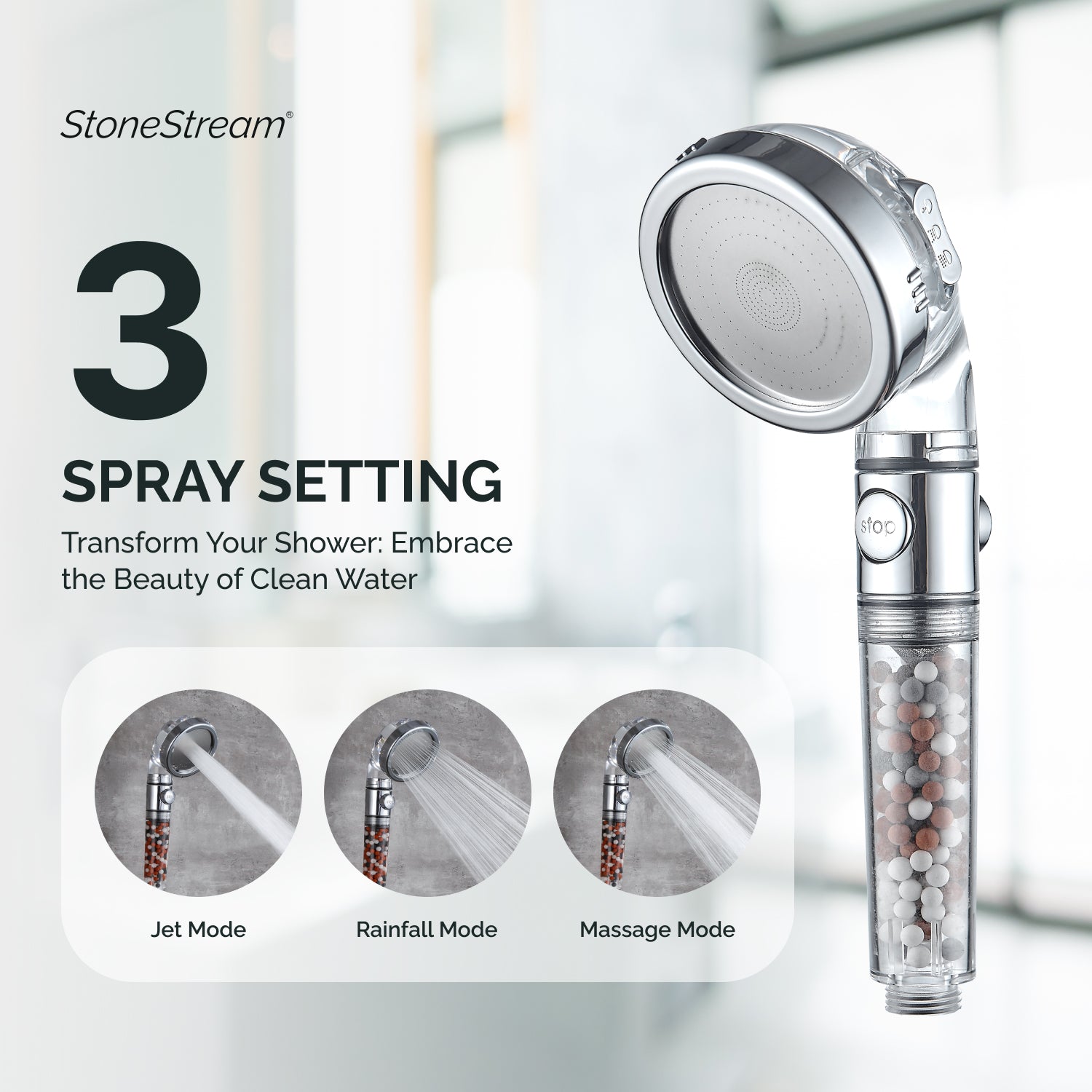 High Pressure Handheld Shower Head + Wall Showerhead Combo