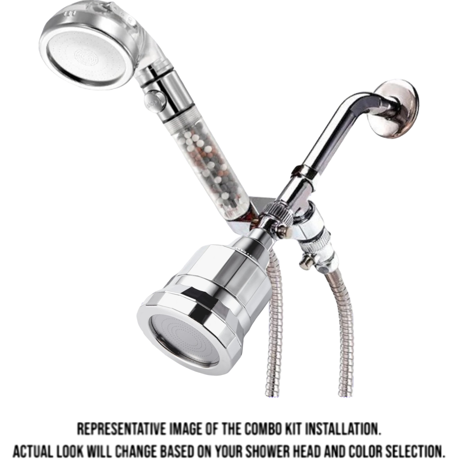 10-Mode EcoLux Chrome Wall & Handheld Filtered Shower Combo Kit